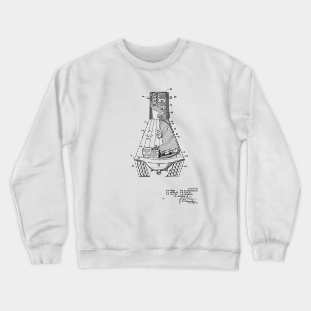 Space Capsule Vintage Patent Hand Drawing Crewneck Sweatshirt by TheYoungDesigns